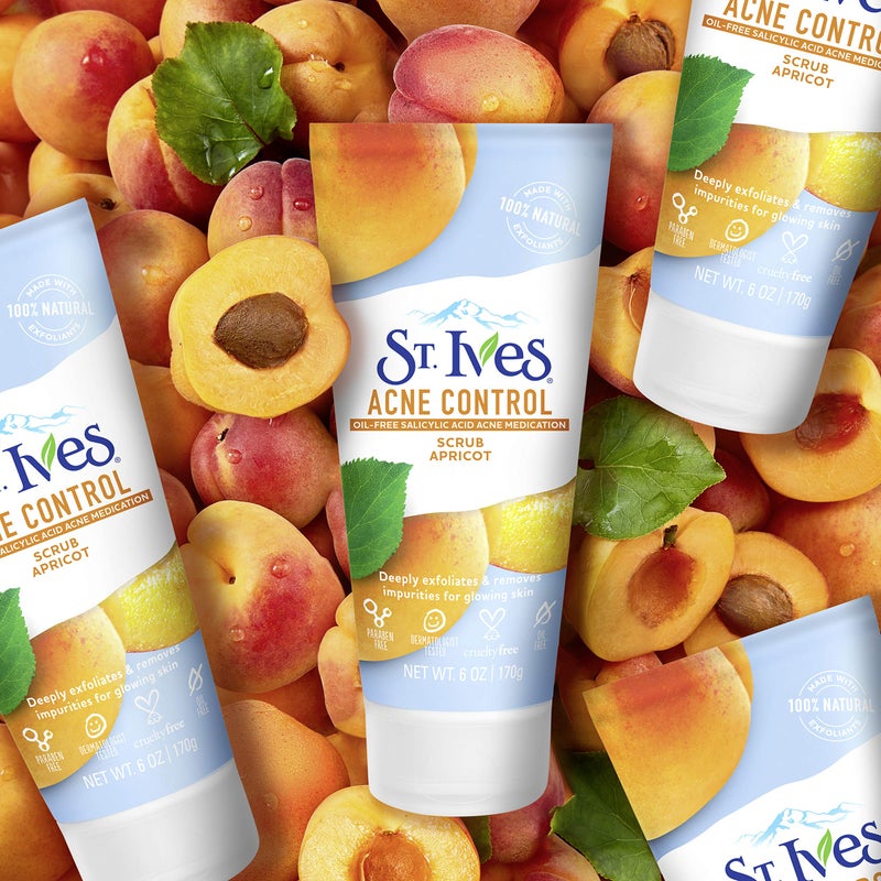 St. Ives Acne Control Face Scrub Apricot, Minimize Pores, Prevent Acne and Blemishes, With Salicylic Acid ,100% Natural Exfoliants, 6 oz, Twin Pack - Image 3
